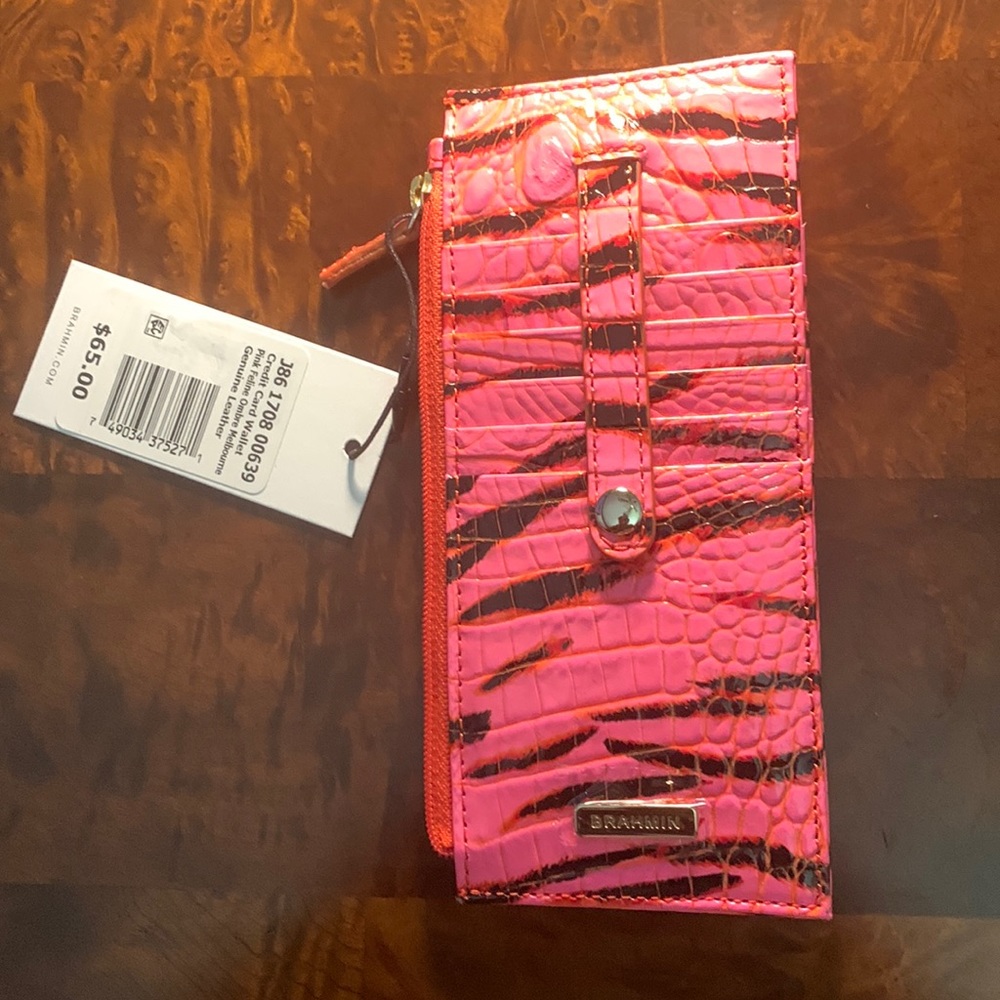 Brahmin Pink Feline Credit Card Wallet
